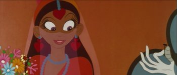 Movie still from “The Thief and the Cobbler” (1993), directed by Richard Williams – Picture of a woman's face; Close Up shot, High angle