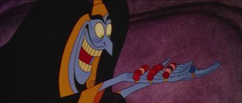 Movie still from “The Thief and the Cobbler” (1993), directed by Richard Williams – A character from the disney movie aladdin; Extreme Close Up shot, Overhead angle