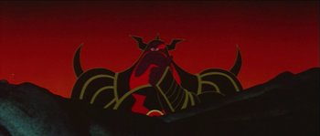 Movie still from “The Thief and the Cobbler” (1993), directed by Richard Williams – A picture of a cartoon character in a bat costume; Medium shot, Low angle