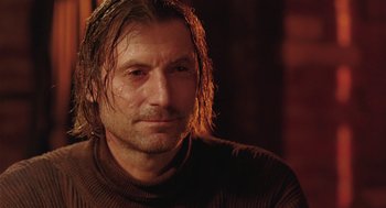Movie still from “The Ugly Swans” (2006), directed by Konstantin Lopushanskiy – A person with long hair; Close Up shot, Over the shoulder angle