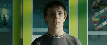 Movie still from “The Wave” (2008), directed by Dennis Gansel – A young man is looking into the camera; Close Up shot, Low angle