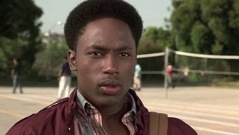 Movie still from “The Wood” (1999), directed by Rick Famuyiwa – A person wearing a jacket; Close Up shot, Low angle