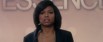 Movie still from “Think Like a Man” (2012), directed by Tim Story – A woman that is speaking at a podium; Close Up shot, Over the shoulder angle