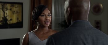 Movie still from “Think Like a Man” (2012), directed by Tim Story – A woman talking to a man in a suit; Close Up shot, Over the shoulder angle