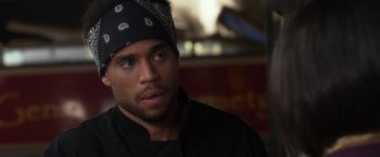 Movie still from “Think Like a Man” (2012), directed by Tim Story – A person wearing a bandana; Close Up shot, Over the shoulder angle