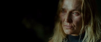 Movie still from “This Must Be the Place” (2011), directed by Paolo Sorrentino – A person with long hair; Close Up shot, Over the shoulder angle