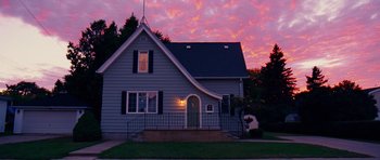 Movie still from “This Must Be the Place” (2011), directed by Paolo Sorrentino – A house that is in the middle of the night; Extreme Wide shot, Low angle