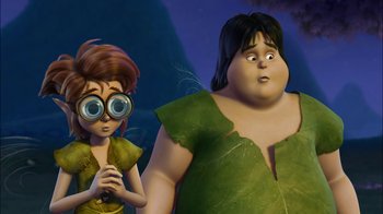 Movie still from “Tinker Bell” (2008), directed by Bradley Raymond – A couple of people that are standing next to each other; Medium shot, Low angle