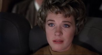 Movie still from “Torn Curtain” (1966), directed by Alfred Hitchcock – A person with blue eyes; Close Up shot, High angle