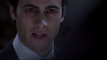 Movie still from “Trapped” (2002), directed by Luis Mandoki – A person wearing a white shirt and tie; Close Up shot, Low angle