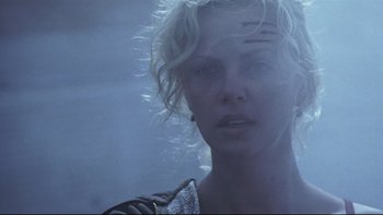 Movie still from “Trapped” (2002), directed by Luis Mandoki – Charlize theron in a scene from the movie prometheus; Close Up shot, Low angle