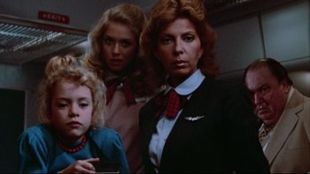Movie still from “Twilight Zone: The Movie” (1983), directed by Steven Spielberg – A group of women standing next to each other; Medium shot, Low angle