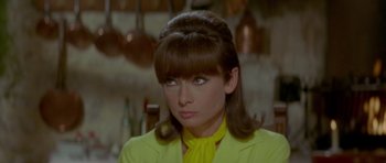 Movie still from “Two for the Road” (1967), directed by Stanley Donen – A person wearing a yellow jacket; Close Up shot, High angle