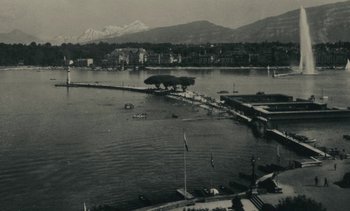 Movie still from “Ulysse” (1983), directed by Agnès Varda – An aerial view of a body of water with mountains in the background; Extreme Wide shot, High angle