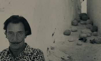 Movie still from “Ulysse” (1983), directed by Agnès Varda – An older woman wearing glasses and a leopard print shirt; Close Up shot, Low angle