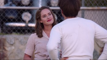 Movie still from “Unbroken: Path to Redemption” (2018), directed by Harold Cronk – A man and a woman talking to each other; Close Up shot, Over the shoulder angle