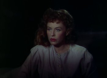 Movie still from “Unconquered” (1947), directed by Cecil B. DeMille – A person wearing a white shirt; Close Up shot, High angle