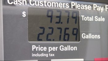 Movie still from “V/H/S” (2012), directed by Joe Swanberg – A gas pump showing the price of a gallon of gas; Extreme Close Up shot, Low angle