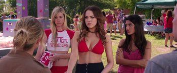 Movie still from “Vacation” (2015), directed by John Francis Daley – A group of women standing next to each other in a field; Medium shot, Over the shoulder angle