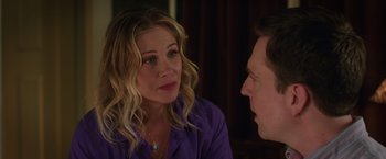 Movie still from “Vacation” (2015), directed by John Francis Daley – A woman and a man are talking to each other; Close Up shot, Over the shoulder angle