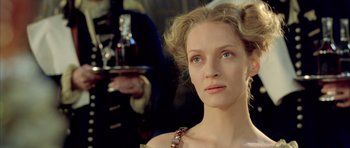 Movie still from “Vatel” (2000), directed by Roland Joffé – A person wearing a dress; Close Up shot, Over the shoulder angle