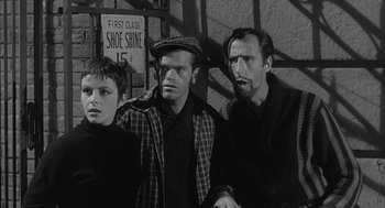 Movie still from “Visit to a Small Planet” (1960), directed by Norman Taurog – A group of men standing next to each other; Medium shot, Low angle