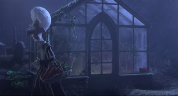 Movie still from “Wallace & Gromit: The Curse of the Were-Rabbit” (2005), directed by Nick Park – An image of a person that is sitting in front of a window; Medium shot, Low angle