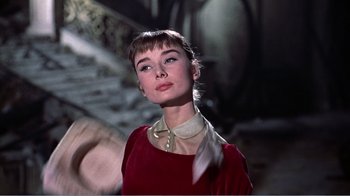 Movie still from “War and Peace” (1956), directed by King Vidor – A person wearing a red dress; Close Up shot, Low angle