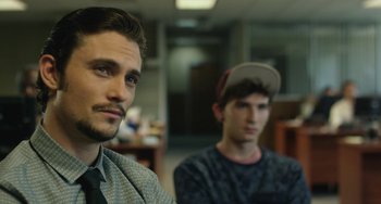 Movie still from “We Are Your Friends” (2015), directed by Max Joseph – Two young men sitting next to each other in a room; Close Up shot, Over the shoulder angle