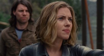 Movie still from “We Bought a Zoo” (2011), directed by Cameron Crowe – A person wearing a plaid shirt; Close Up shot, Over the shoulder angle
