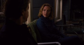 Movie still from “We Bought a Zoo” (2011), directed by Cameron Crowe – A woman sitting in a chair next to another woman; Medium shot, Over the shoulder angle