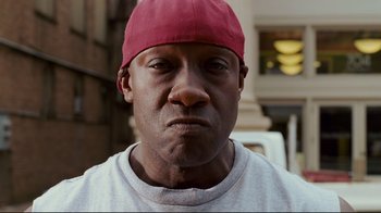 Movie still from “Welcome Home, Roscoe Jenkins” (2008), directed by Malcolm D. Lee – A person wearing a hat; Close Up shot, Low angle