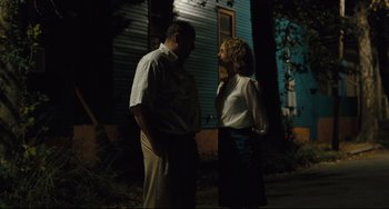 Movie still from “Welcome to the Rileys” (2010), directed by Jake Scott – A man and a woman standing next to each other; Medium shot, Low angle