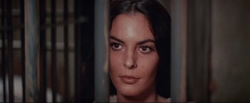 Movie still from “Westworld” (1973), directed by Michael Crichton – A person behind a fence; Close Up shot, Low angle