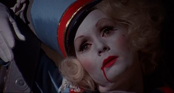 Movie still from “What's the Matter with Helen?” (1971), directed by Curtis Harrington – A doll with blood on its face; Close Up shot, High angle