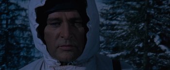 Movie still from “Where Eagles Dare” (1968), directed by Brian G. Hutton – A person wearing a hood; Close Up shot, Low angle