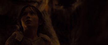Movie still from “Where the Wild Things Are” (2009), directed by Spike Jonze – A woman in a fur coat looking up at the ceiling; Close Up shot, Low angle
