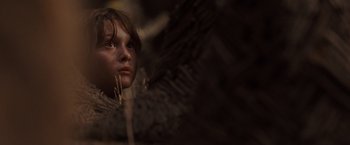 Movie still from “Where the Wild Things Are” (2009), directed by Spike Jonze – A young child looking up at the sky; Close Up shot, Low angle