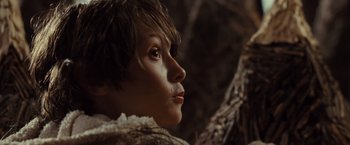 Movie still from “Where the Wild Things Are” (2009), directed by Spike Jonze – A woman with short brown hair looking to her left; Close Up shot, Low angle
