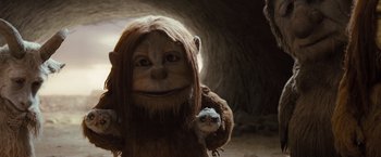 Movie still from “Where the Wild Things Are” (2009), directed by Spike Jonze – An animal that is wearing a bear costume; Close Up shot, Low angle
