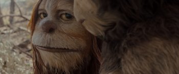 Movie still from “Where the Wild Things Are” (2009), directed by Spike Jonze – The face of an animal; Extreme Close Up shot, Over the shoulder angle