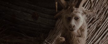 Movie still from “Where the Wild Things Are” (2009), directed by Spike Jonze – An image of a goat with horns; Close Up shot, High angle
