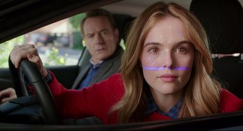 Movie still from “Why Him?” (2016), directed by John Hamburg – A man and a woman sitting in a car; Close Up shot, Over the shoulder angle
