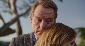 Movie still from “Why Him?” (2016), directed by John Hamburg – An older man is holding his face close to a young woman; Close Up shot, Over the shoulder angle