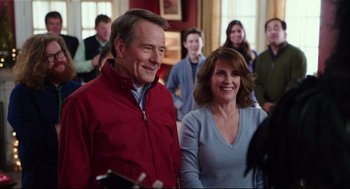 Movie still from “Why Him?” (2016), directed by John Hamburg – A man and a woman standing next to each other in a room; Medium shot, Over the shoulder angle