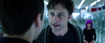Movie still from “Wish I Was Here” (2014), directed by Zach Braff – A person talking to another person; Close Up shot, Over the shoulder angle