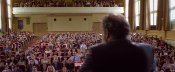 Movie still from “Wonder” (2017), directed by Stephen Chbosky – A crowd of people sitting in front of an audience; Extreme Wide shot, High angle