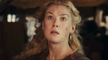 Movie still from “Wrath of the Titans” (2012), directed by Jonathan Liebesman – A person with a scar on her face; Close Up shot, Low angle