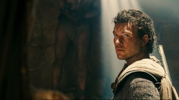 Movie still from “Wrath of the Titans” (2012), directed by Jonathan Liebesman – A person with a beard; Close Up shot, Low angle