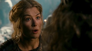 Movie still from “Wrath of the Titans” (2012), directed by Jonathan Liebesman – A person looking at a camera; Close Up shot, Over the shoulder angle